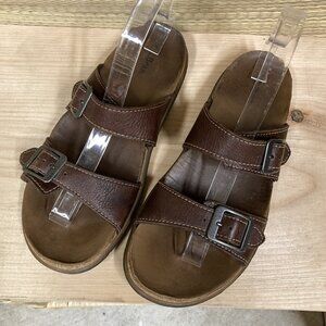 L.L. Bean Eco Comfort Shoes Women's 8M Brown Leather Two‎ Strap Buckle Sandals